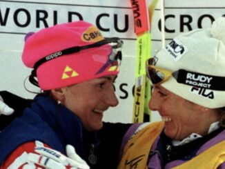 Елена Вяльбе и Стефания Бельмондо - многократные призеры чемпионатов мира по лыжным гонкам