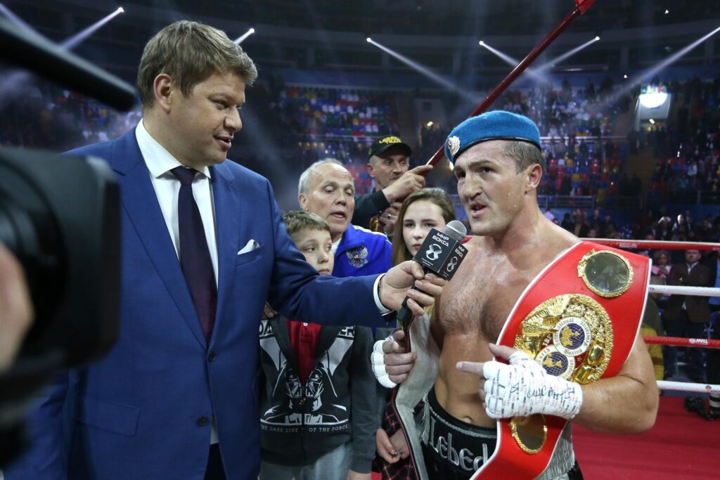 Денис Лебедев после завоевание титула чемпиона мира по версии IBF